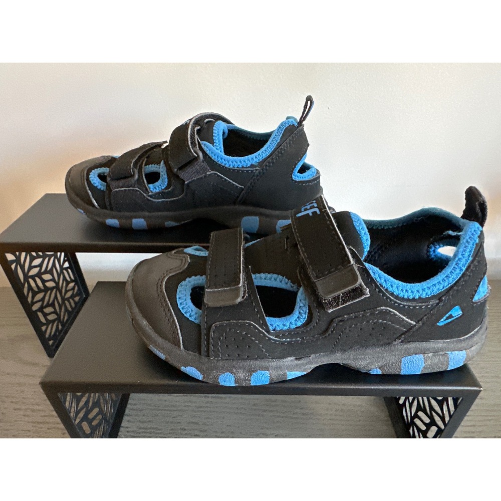 Reef Lil Trekker‎ Kids Sandals Black Blue Water Shoes RF-002189BLR Size 11/12